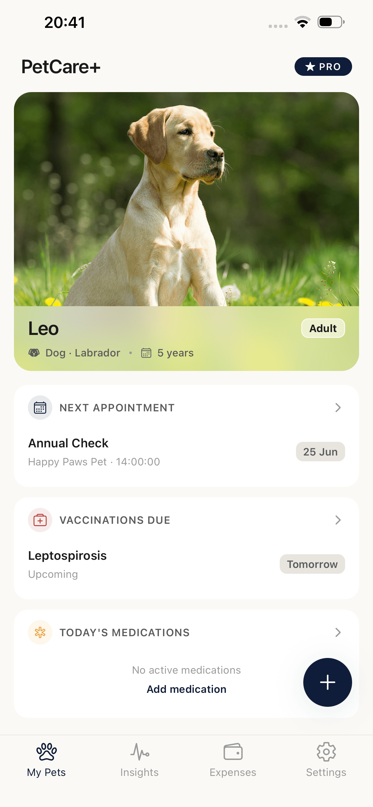 PetCare+ screen 2